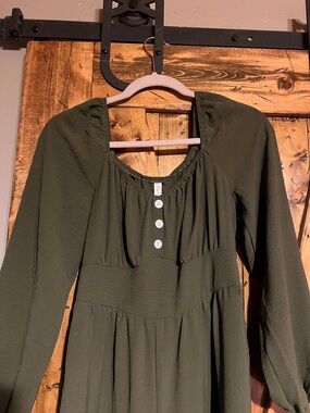 Women's Olive Green Long-Sleeve Jumpsuit Romper